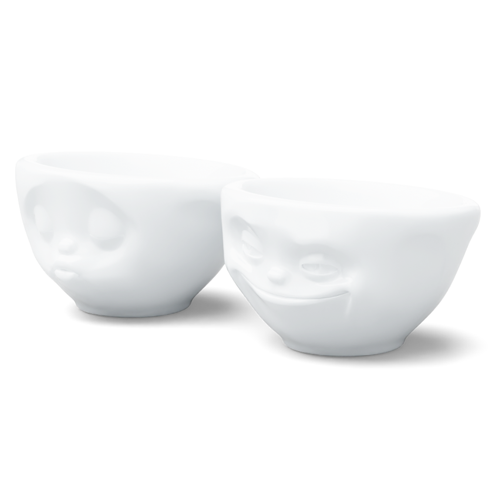 Small bowls set no. 1 Grinning & Kissing in white, 100 ml