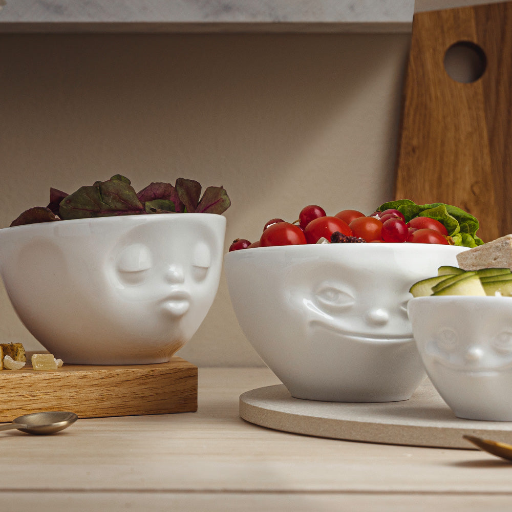 Medium bowls set no. 1 Grinning & Kissing in white, 200 ml