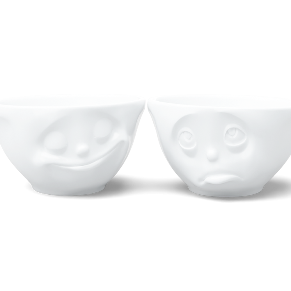 Medium bowls set no. 2 Happy & Oh Please in white, 200 ml