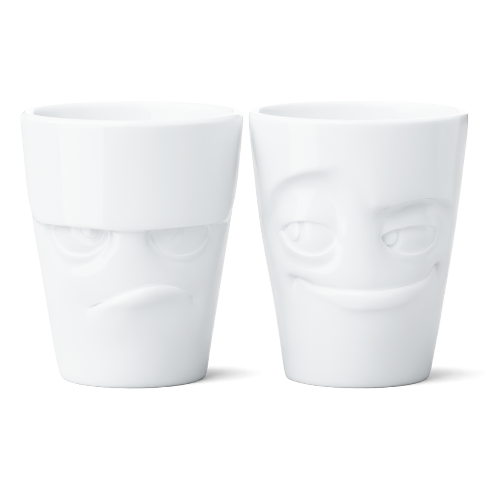 Becher Set Nr. 1 Grummelig & Verschmitzt ohne Henkel in weiß, 350 ml