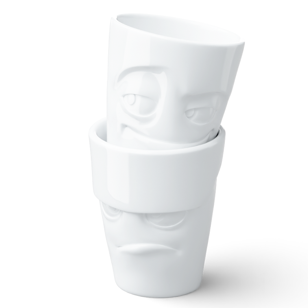 Becher Set Nr. 1 Grummelig & Verschmitzt ohne Henkel in weiß, 350 ml