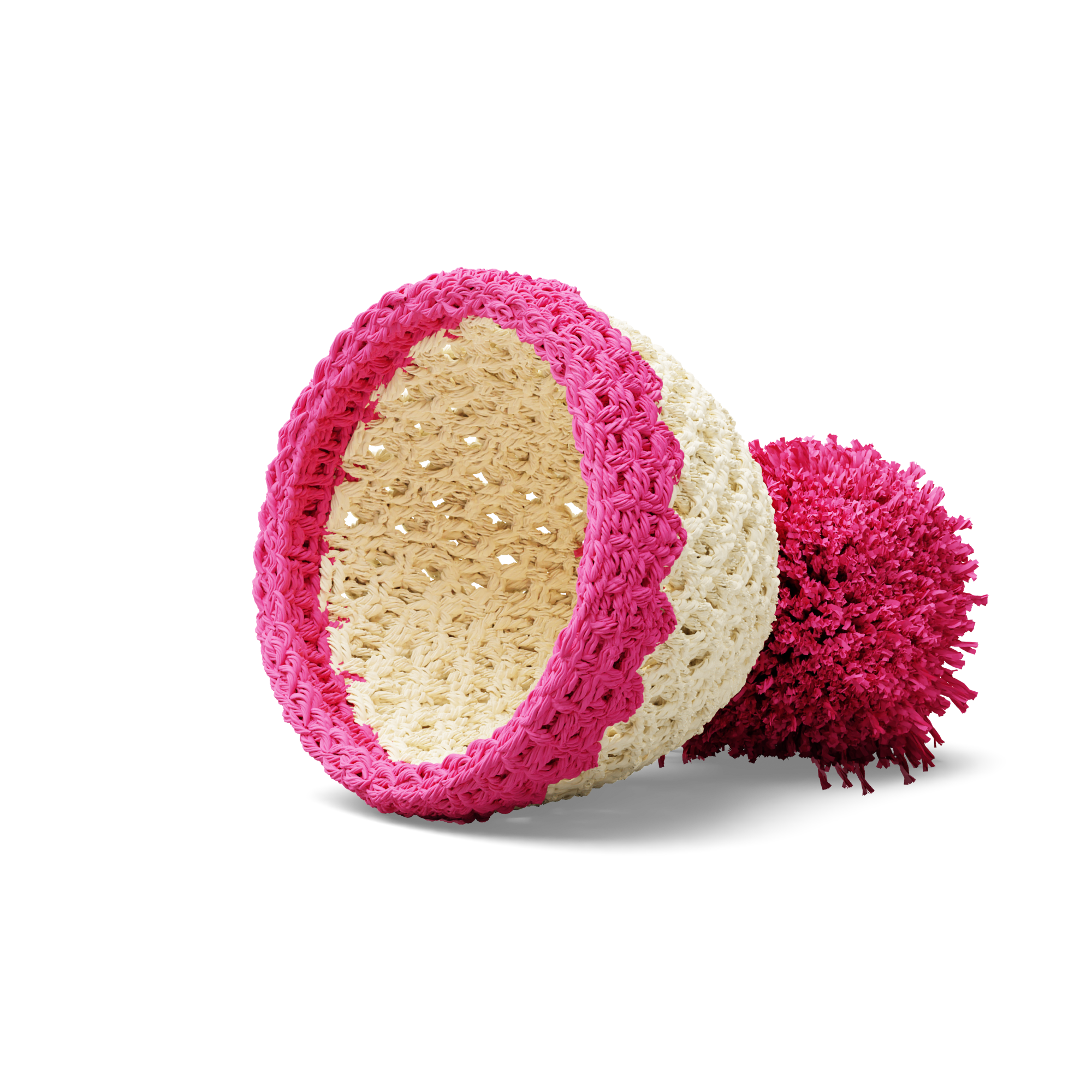 Eierbecher Mütze Elfenbein/Magenta