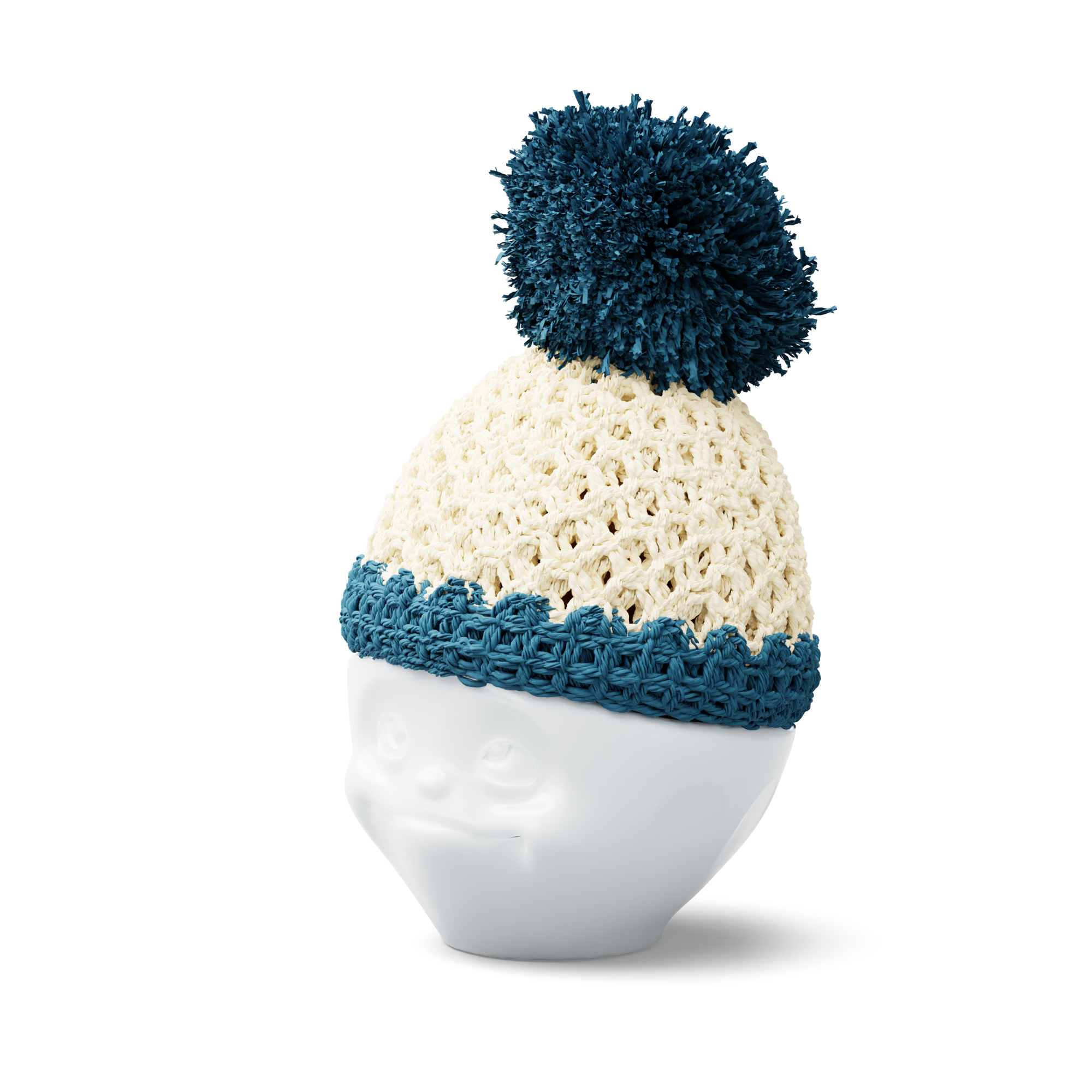 Egg cup hat ivory/petrol