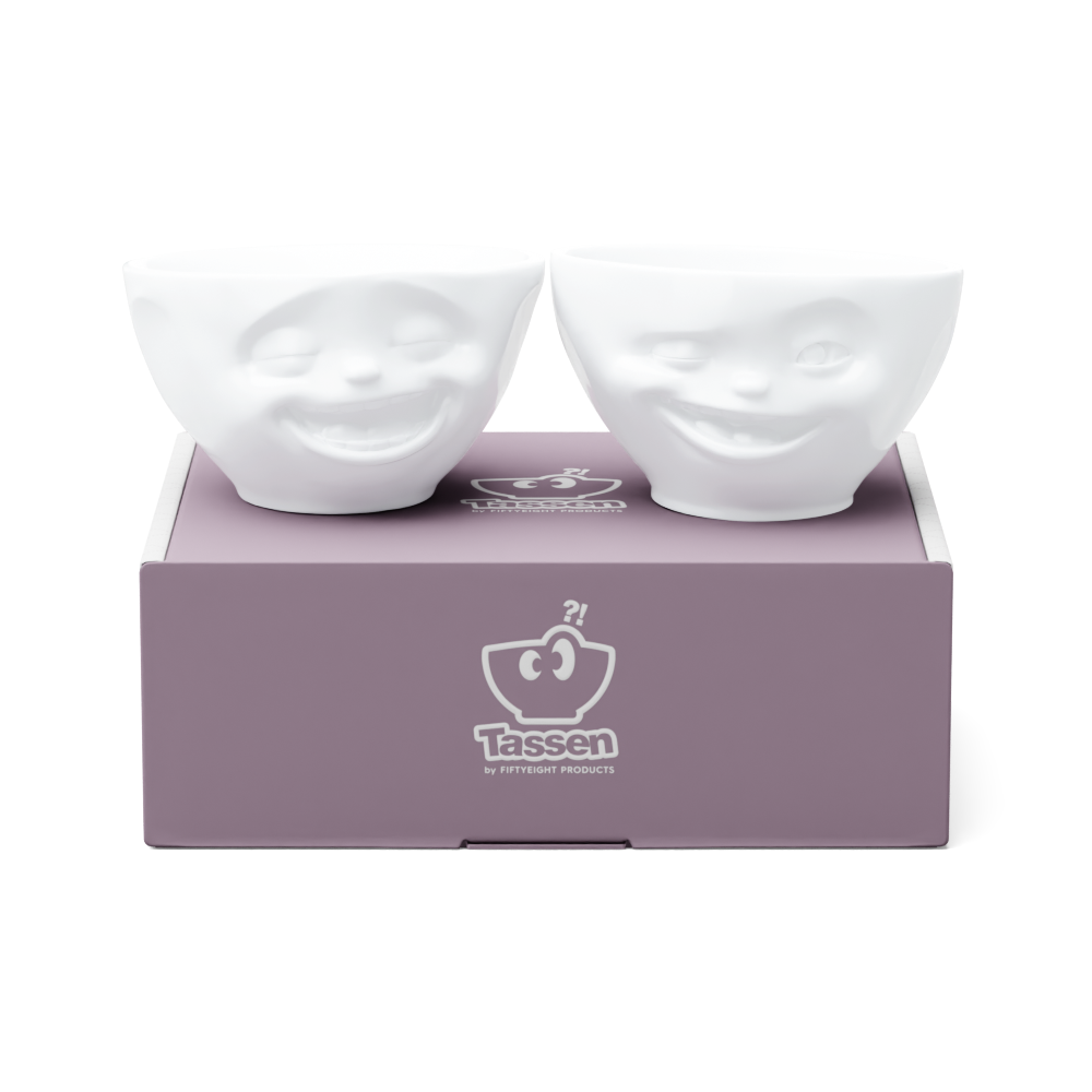 Mittleres Schälchen Set Nr. 4 Lachend & Zwinkernd in weiß, 200 ml