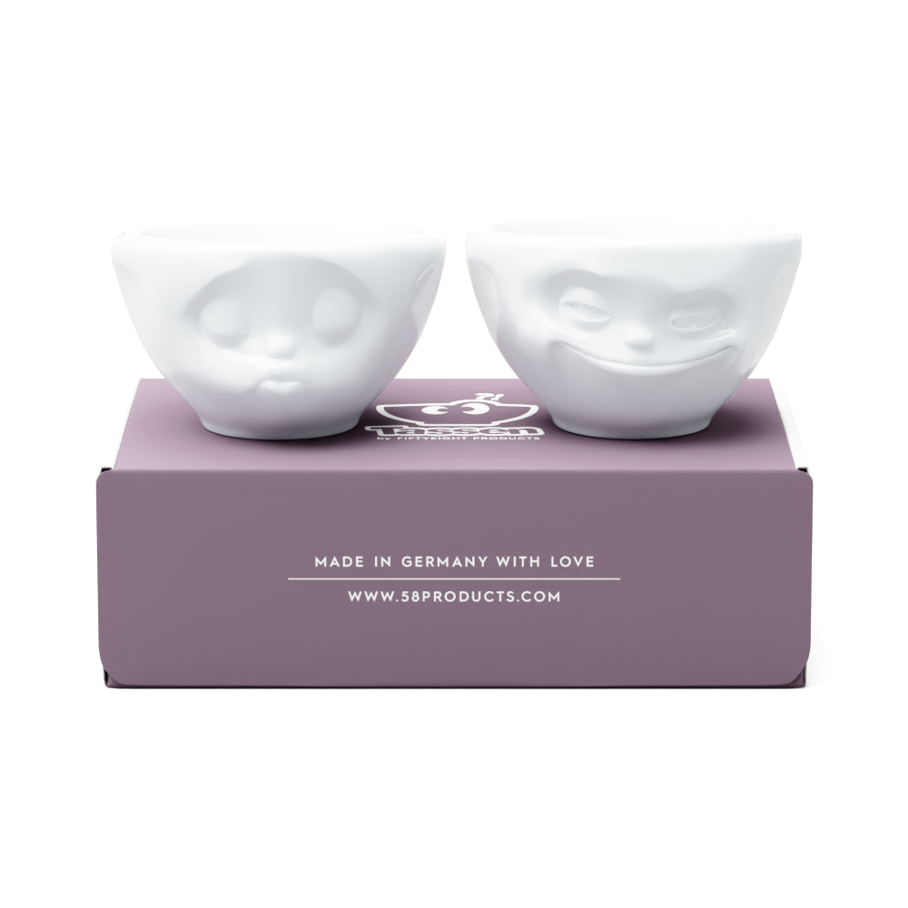 Small bowls set no. 1 Grinning & Kissing in white, 100 ml