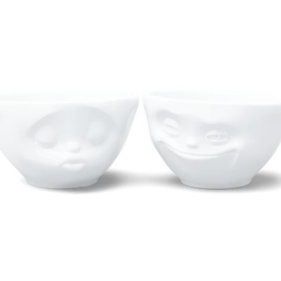 Medium bowls set no. 1 Grinning & Kissing in white, 200 ml