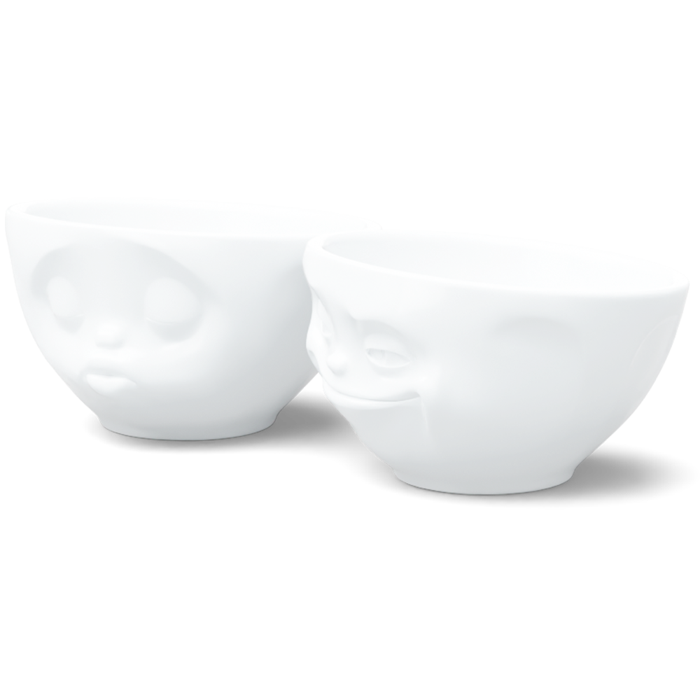 Medium bowls set no. 1 Grinning & Kissing in white, 200 ml