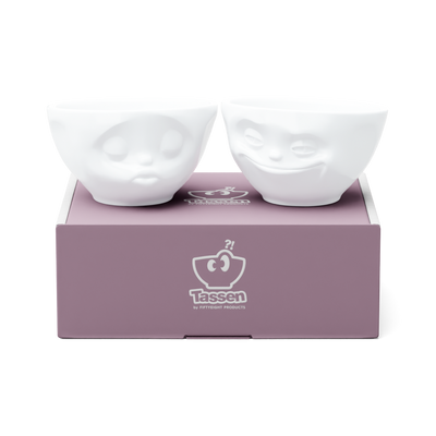 Medium bowls set no. 1 Grinning & Kissing in white, 200 ml