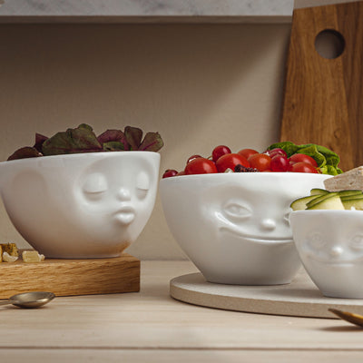 Medium bowls set no. 1 Grinning & Kissing in white, 200 ml