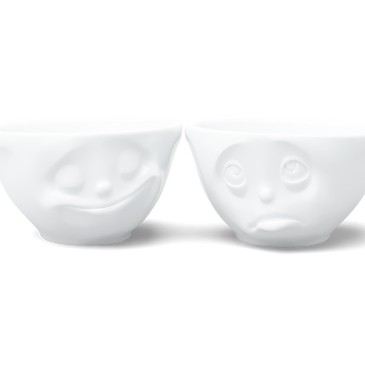Mittleres Schälchen Set Nr. 2 Glücklich & Och bitte in weiß, 200 ml
