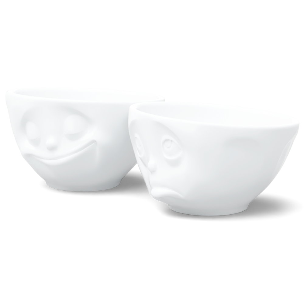 Medium bowls set no. 2 Happy & Oh Please in white, 200 ml