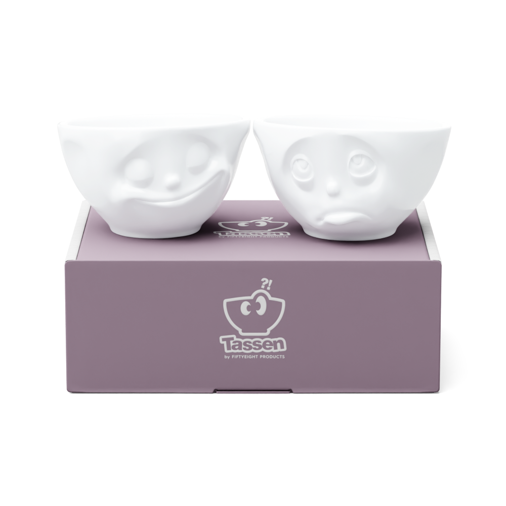 Medium bowls set no. 2 Happy & Oh Please in white, 200 ml