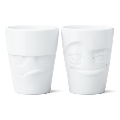 Becher Set Nr. 1 Grummelig & Verschmitzt ohne Henkel in weiß, 350 ml