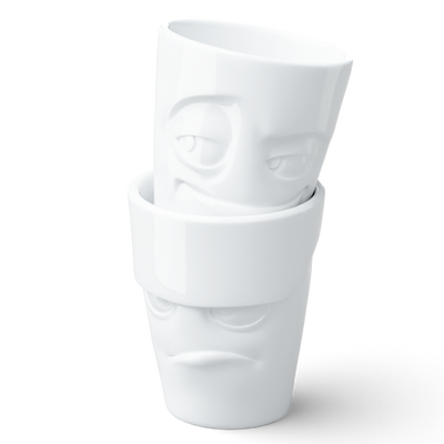 Becher Set Nr. 1 Grummelig & Verschmitzt ohne Henkel in weiß, 350 ml