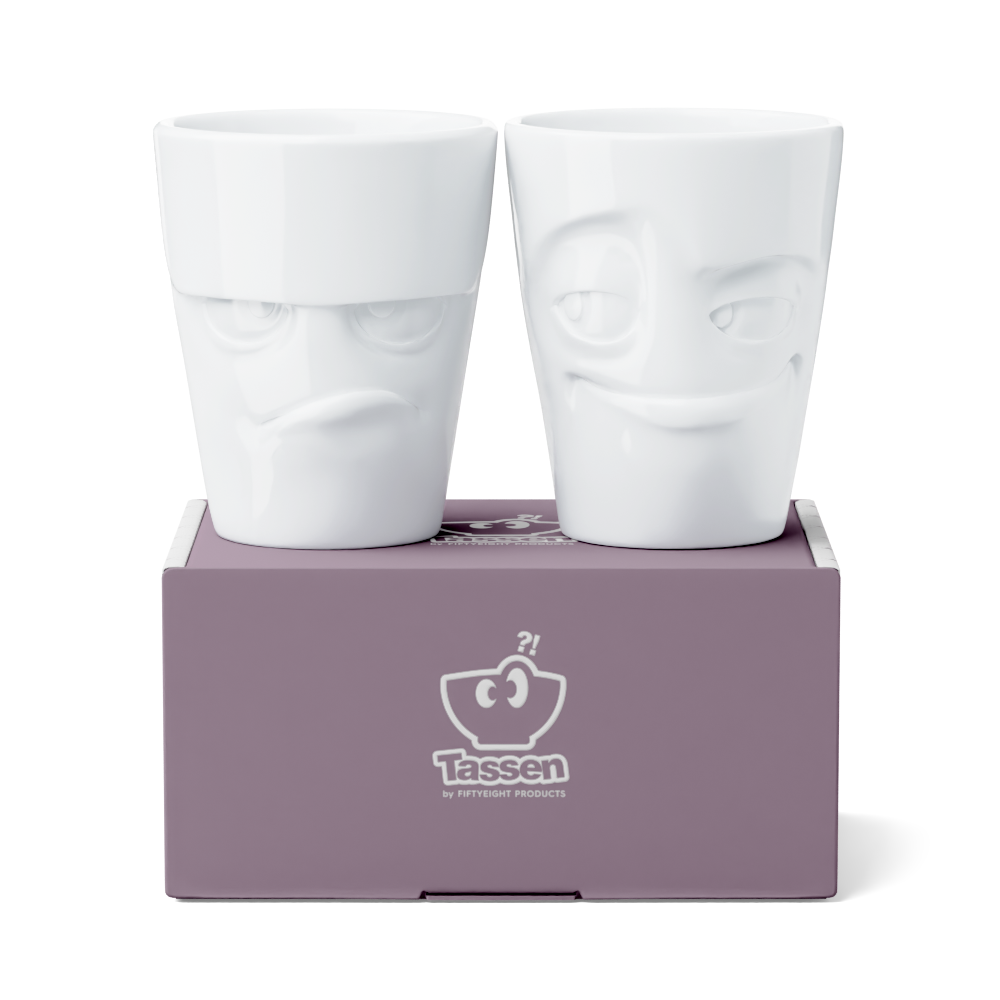 Becher Set Nr. 1 Grummelig & Verschmitzt ohne Henkel in weiß, 350 ml