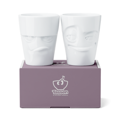 Becher Set Nr. 1 Grummelig & Verschmitzt ohne Henkel in weiß, 350 ml