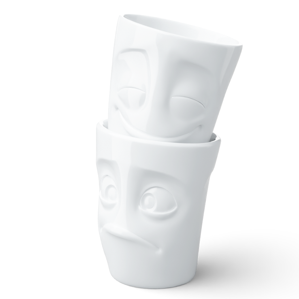 MUG set no. 2 Cheery & Baffled without handle in white, 350 ml