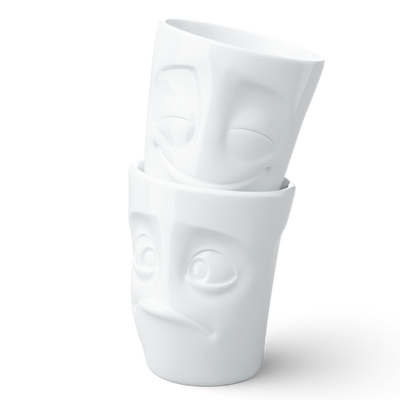 Becher Set Nr. 2 Vergnügt & Verdutzt ohne Henkel in weiß, 350 ml