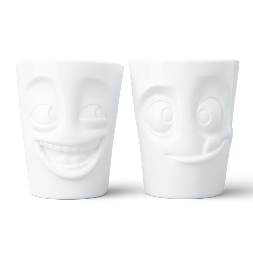 Becher Set Nr. 3 Witzig & Lecker ohne Henkel in weiß, 350 ml