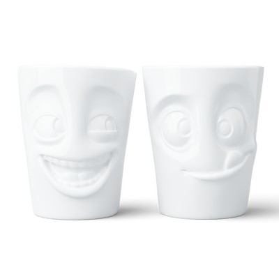 Becher Set Nr. 3 Witzig & Lecker ohne Henkel in weiß, 350 ml