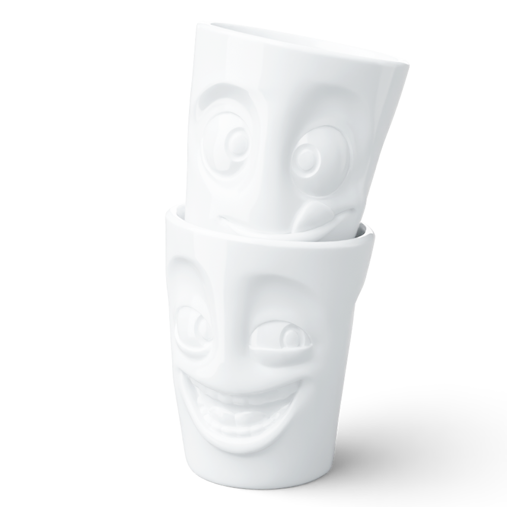 Becher Set Nr. 3 Witzig & Lecker ohne Henkel in weiß, 350 ml