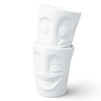 Becher Set Nr. 3 Witzig & Lecker ohne Henkel in weiß, 350 ml