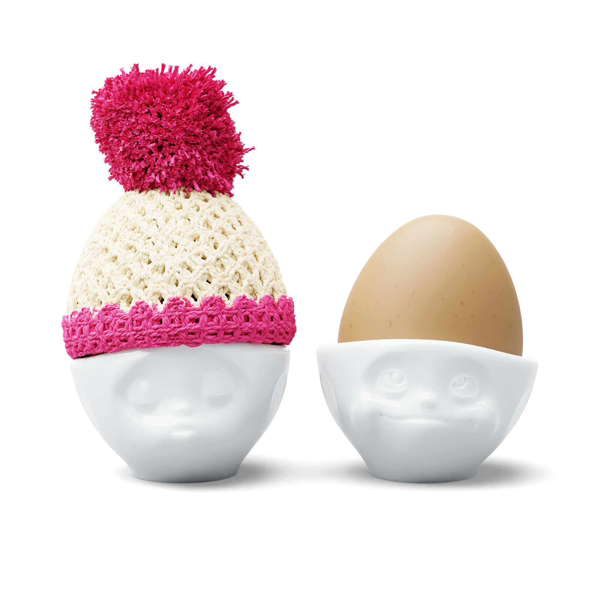 Egg cup hat ivory/magenta