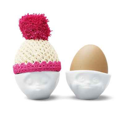 Egg cup hat ivory/magenta