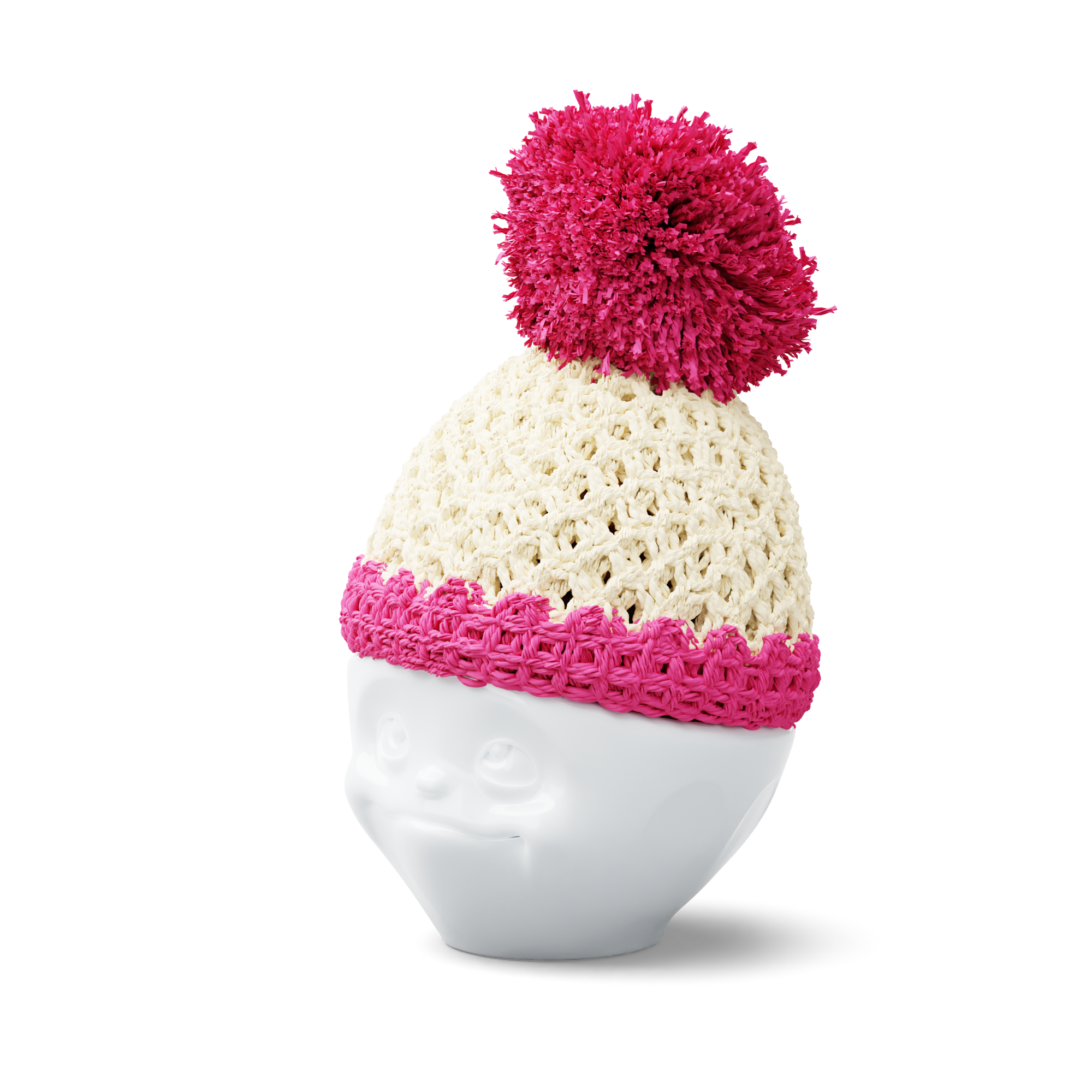 Egg cup hat ivory/magenta