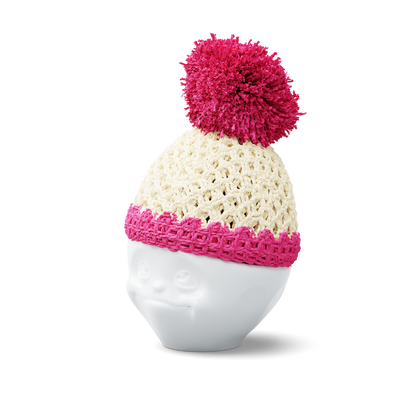 Egg cup hat ivory/magenta