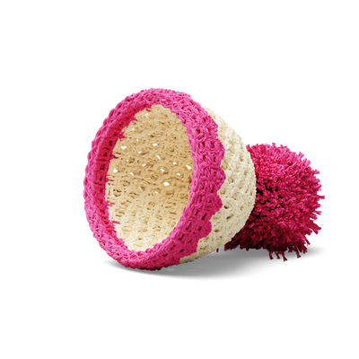 Egg cup hat ivory/magenta