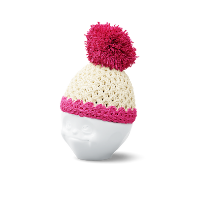 Egg cup hat ivory/magenta