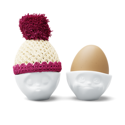 Egg cup hat ivory/fuchsia
