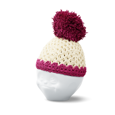 Egg cup hat ivory/fuchsia