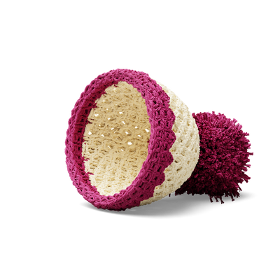 Egg cup hat ivory/fuchsia