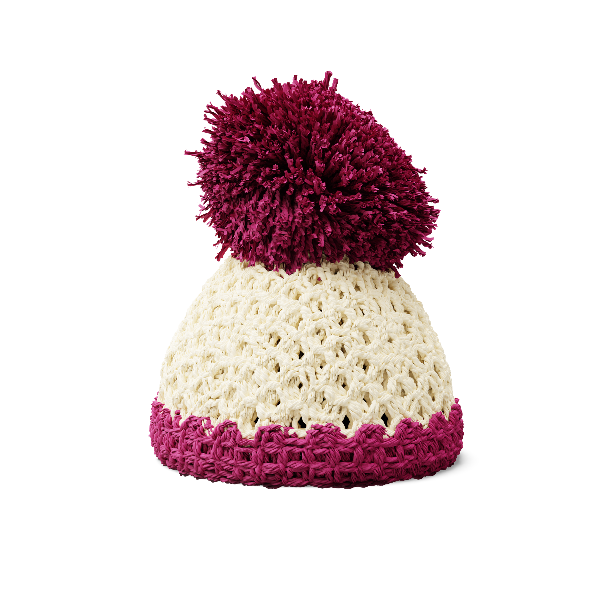 Egg cup hat ivory/fuchsia