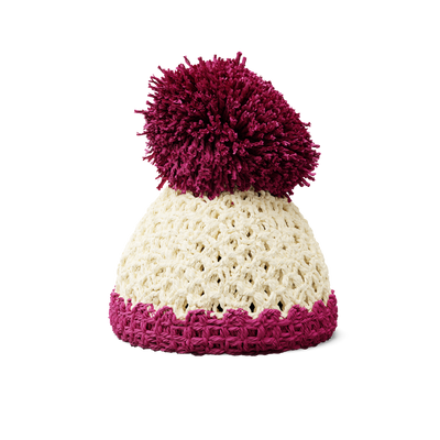Egg cup hat ivory/fuchsia