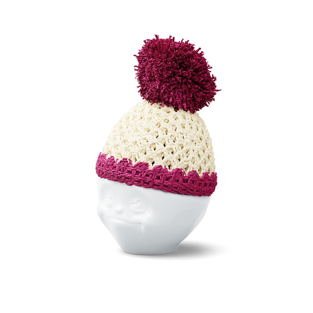 Egg cup hat ivory/fuchsia