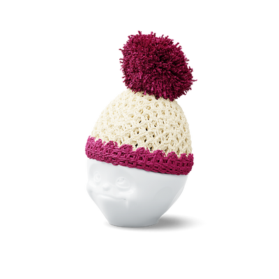 Egg cup hat ivory/fuchsia