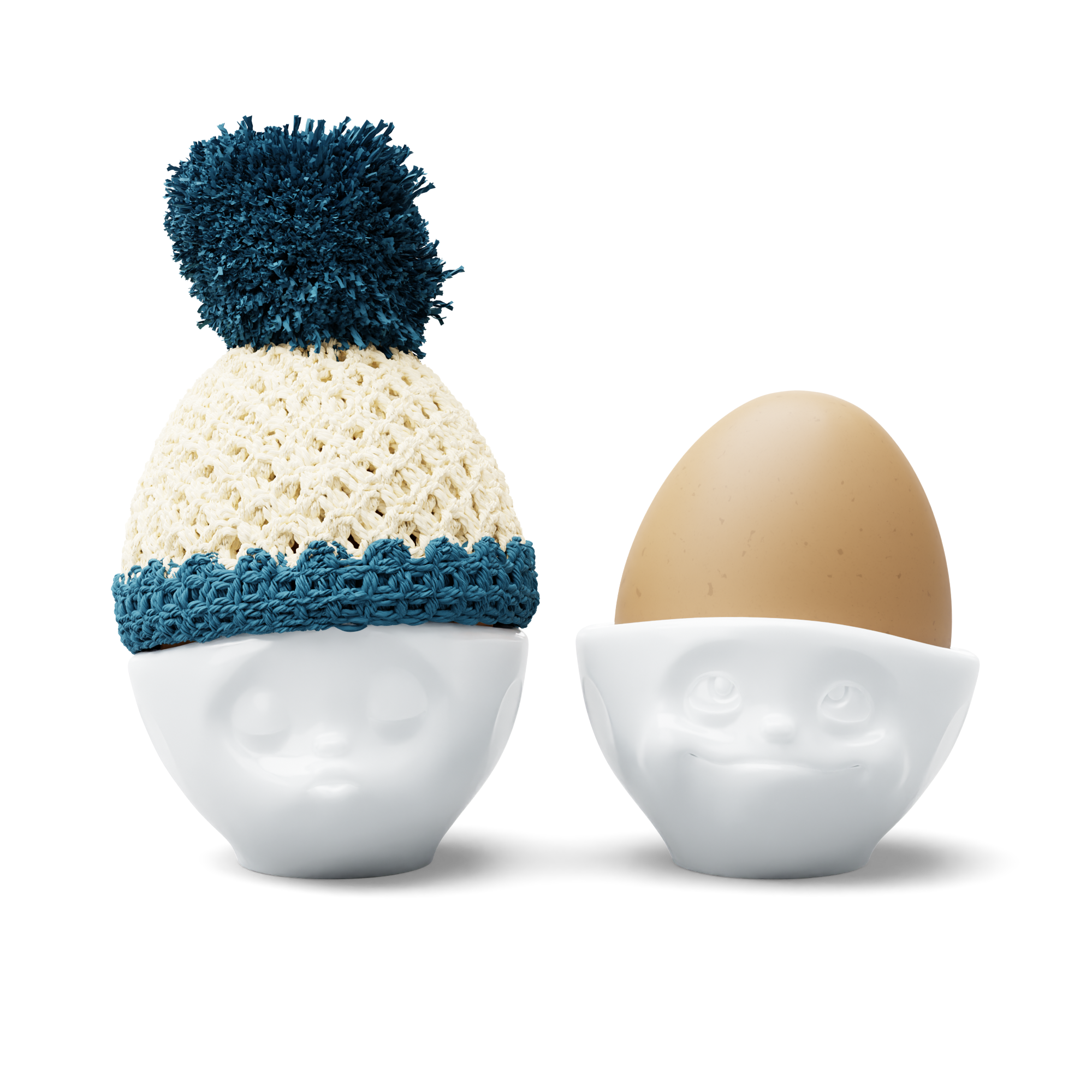 Egg cup hat ivory/petrol