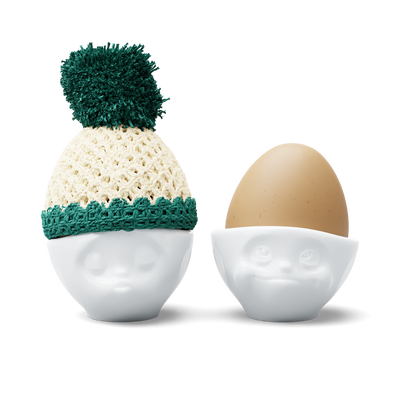 Egg cup hat ivory/emerald