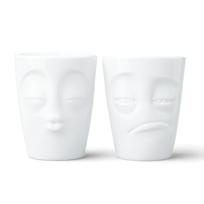 Becher Set Nr. 4 Küssend & Verpennt ohne Henkel in weiss, 350 ml
