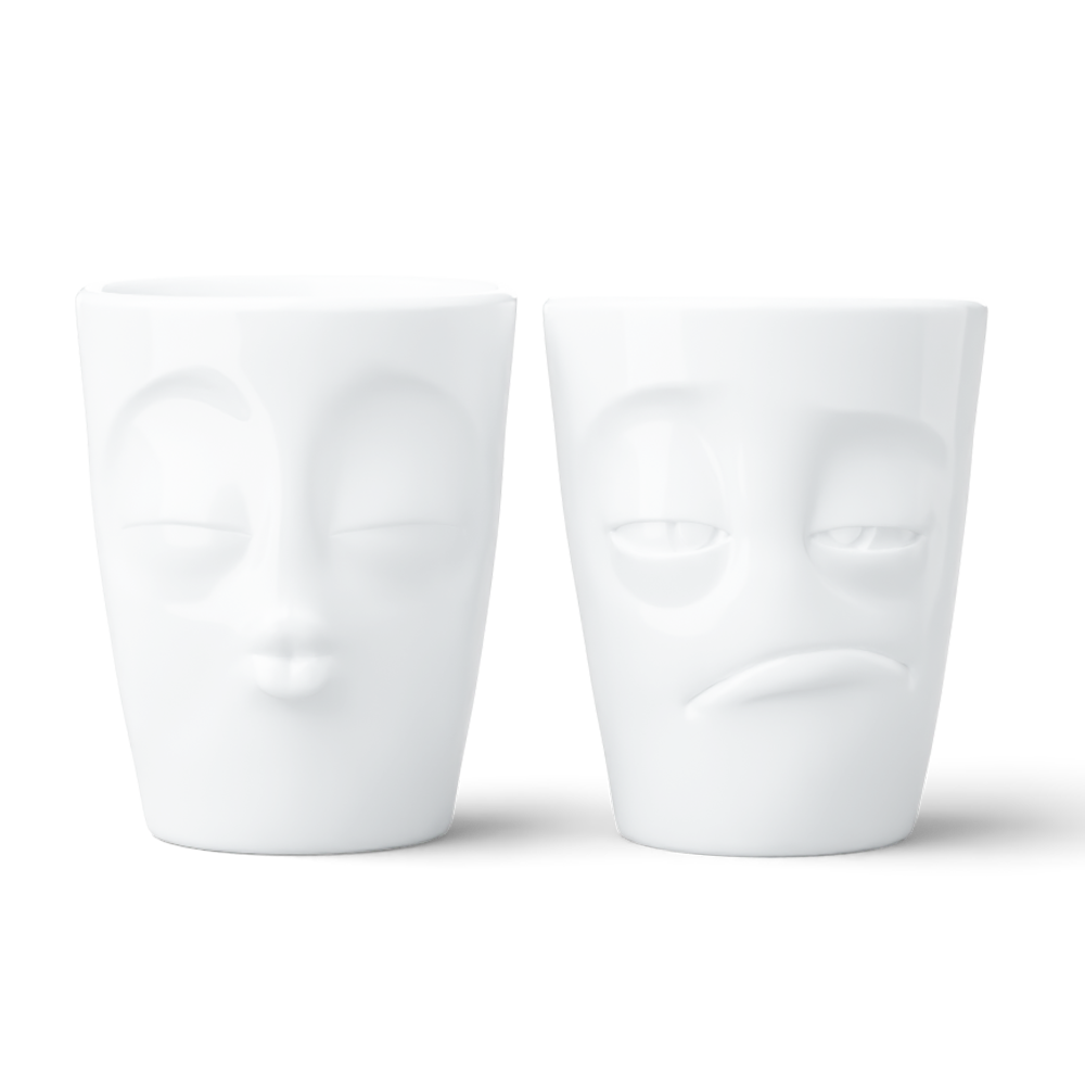 Becher Set Nr. 4 Küssend & Verpennt ohne Henkel in weiss, 350 ml