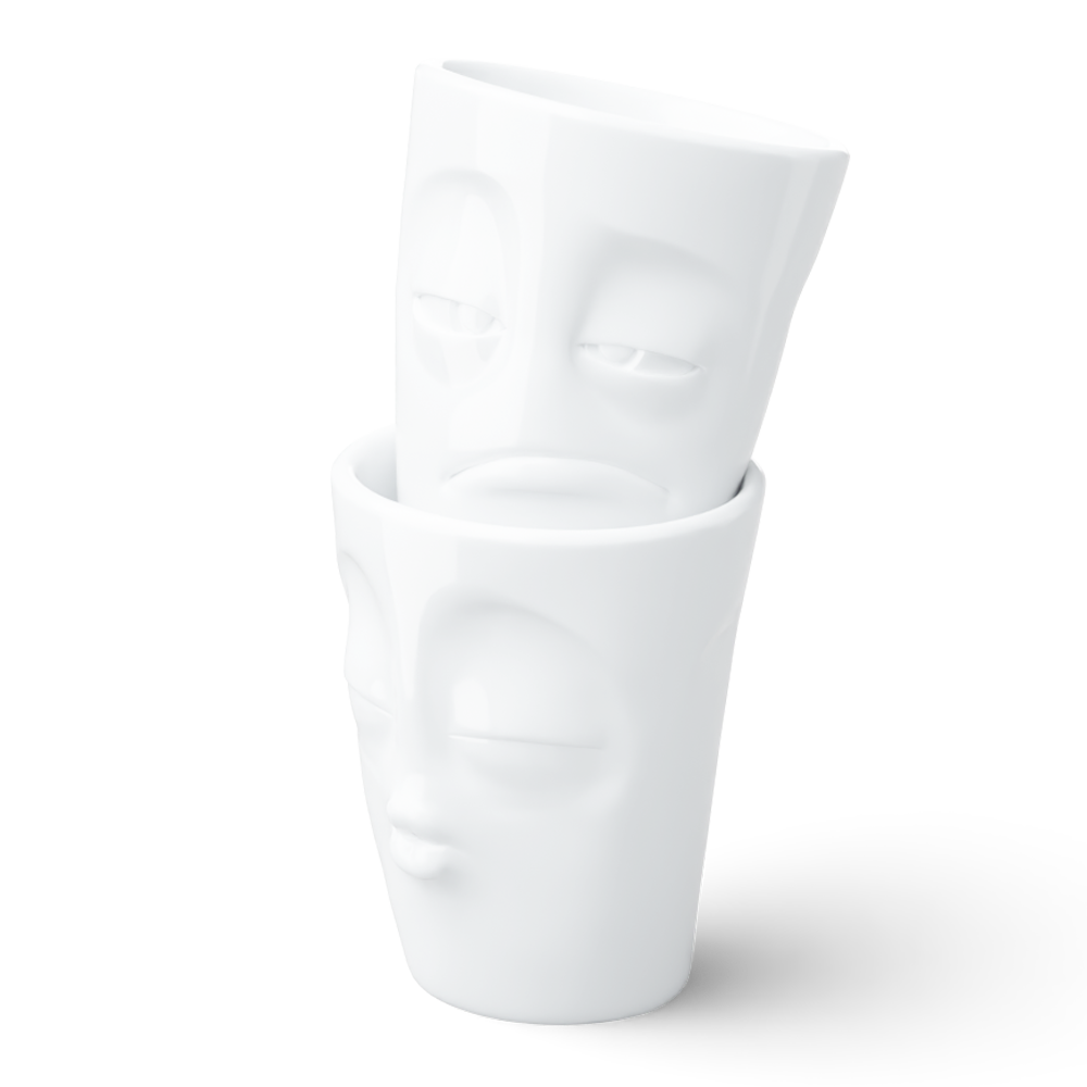 Becher Set Nr. 4 Küssend & Verpennt ohne Henkel in weiss, 350 ml
