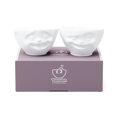 Mittleres Schälchen Set Nr. 4 Lachend & Zwinkernd in weiß, 200 ml