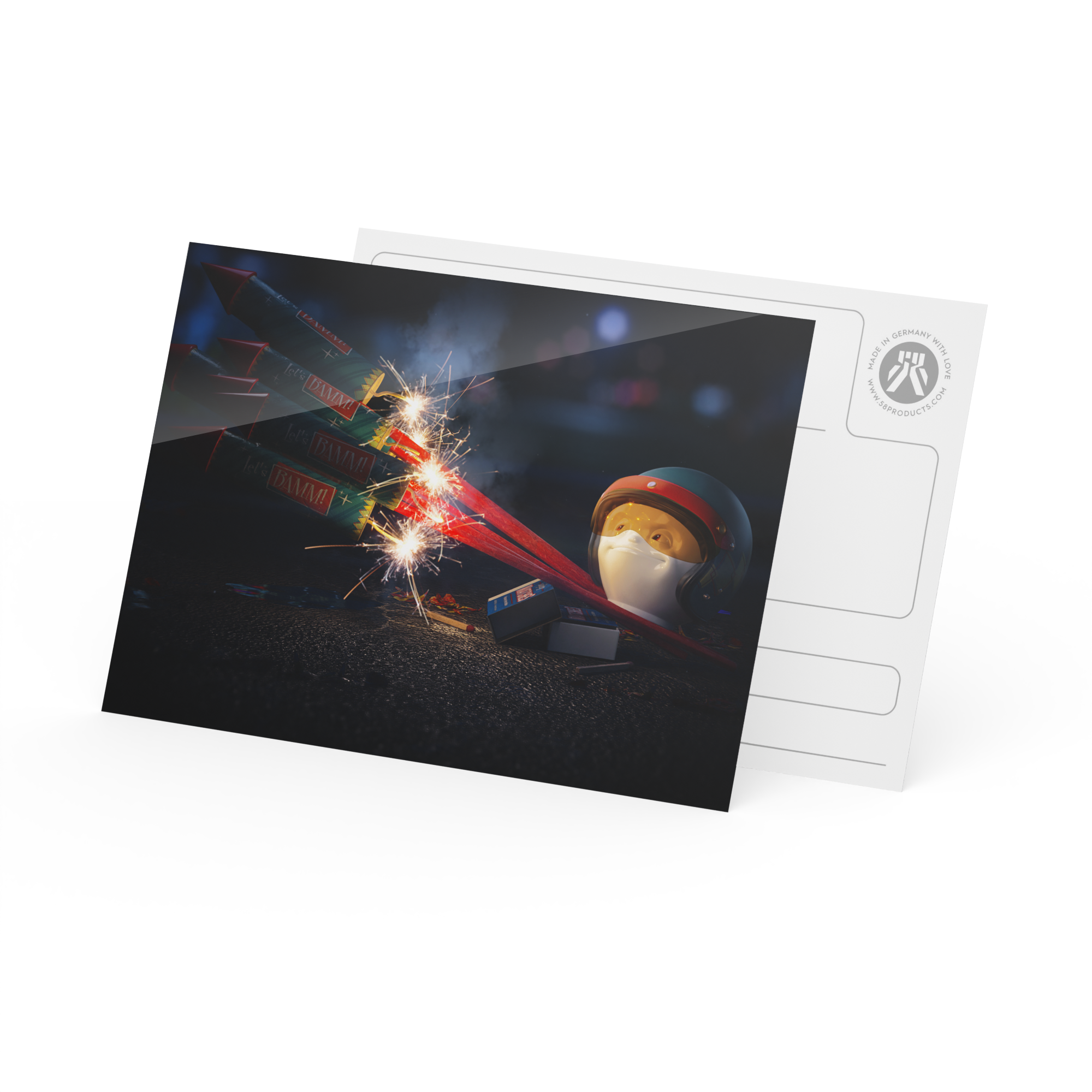 Postkarte - Sylvester Rakete