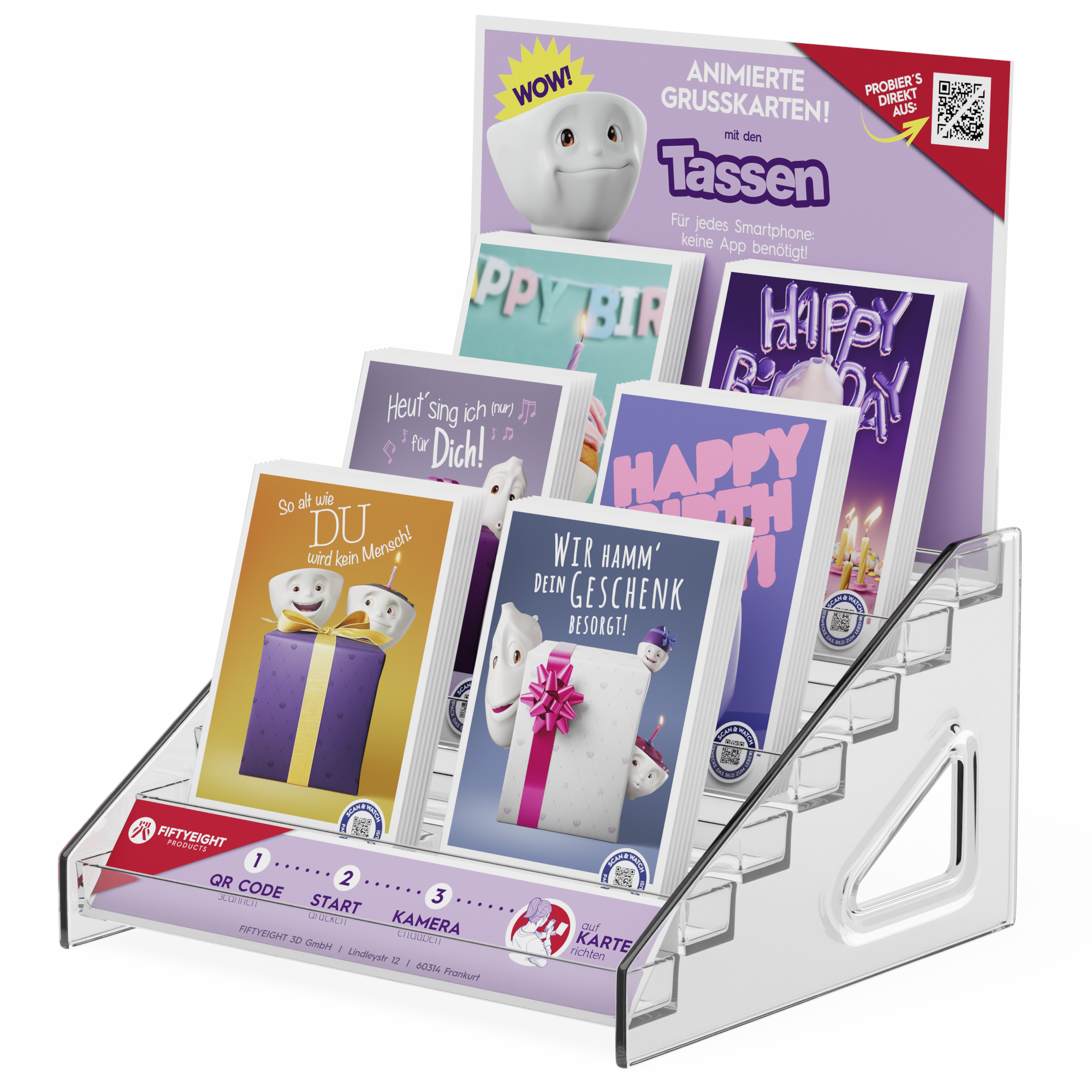 Ständer + AR-Grußkarten (Motiv No.1-6) je 1x 6er Bundle pro Motiv